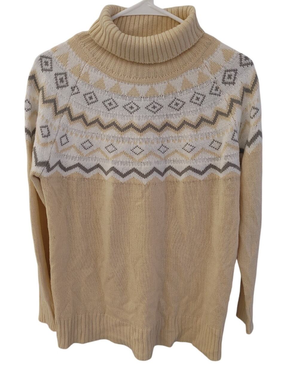 Evelyn Taylor Sweater Turtleneck Fair Isle Acrylic Medium